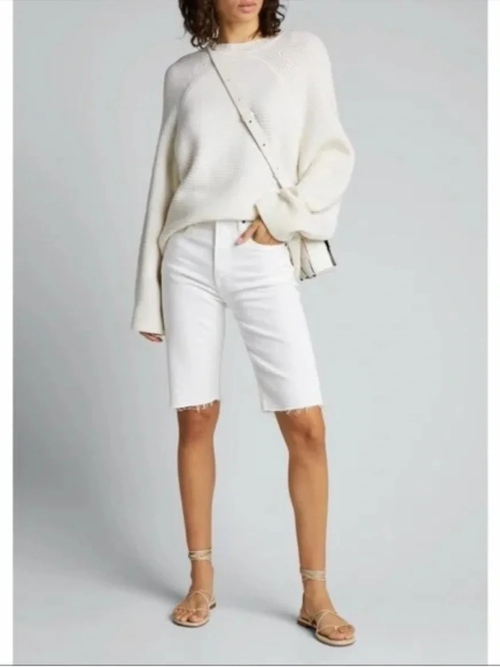 FRAME Le Vintage Bermuda Jean Shorts White